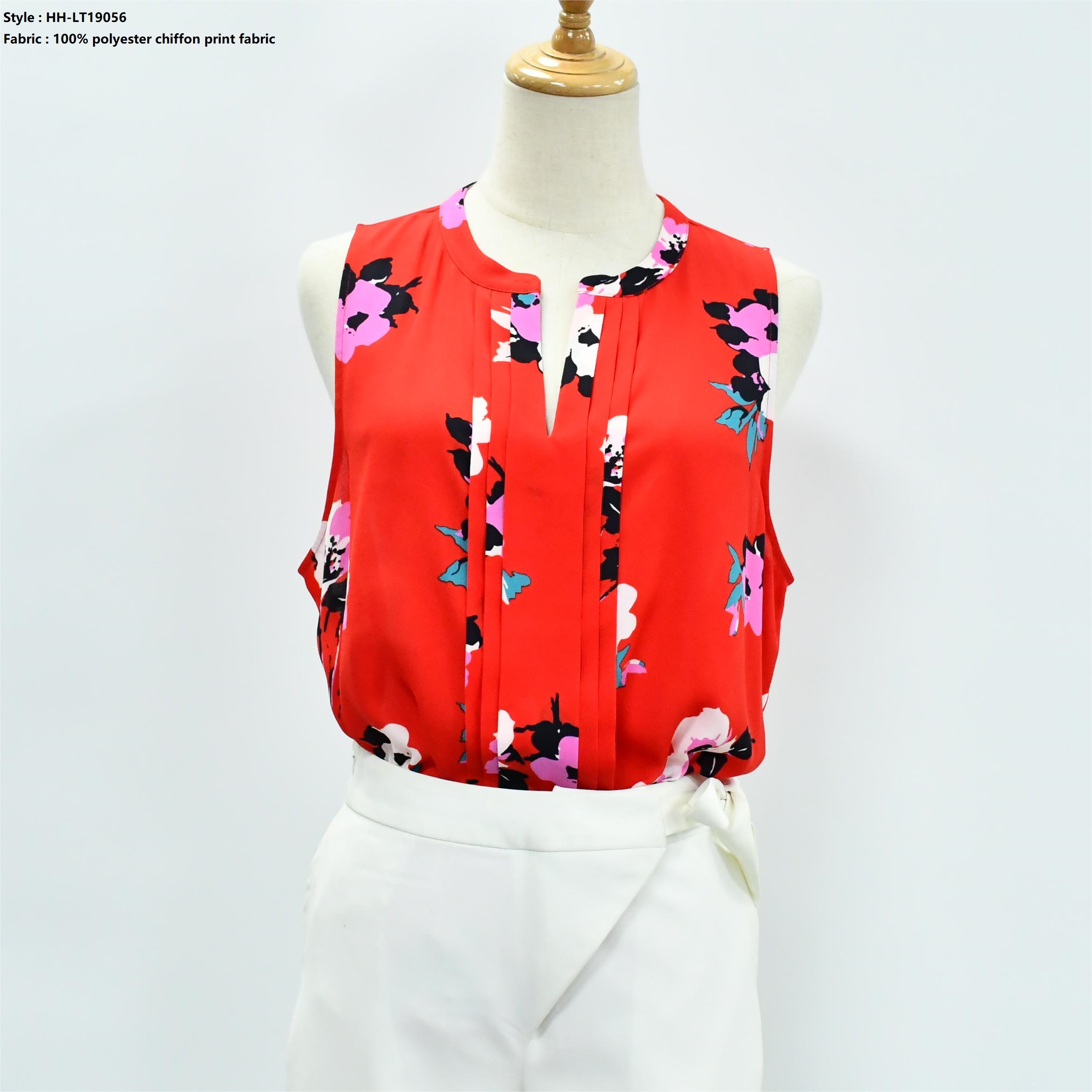 Women’s Print Chiffon Sleeve Less Shirt